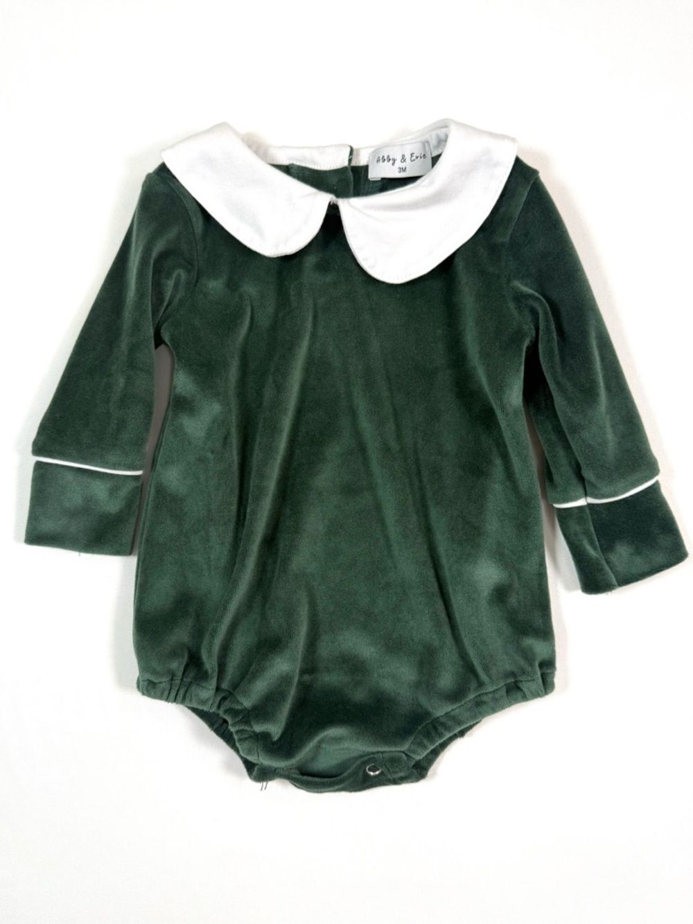 ABBY AND EVIE‎ Baby Girl Romper 3M Velour Peter Pan Collar Classic Christmas